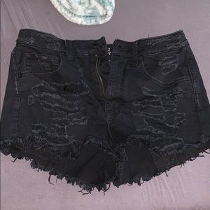 AE Black Distressed Shorts